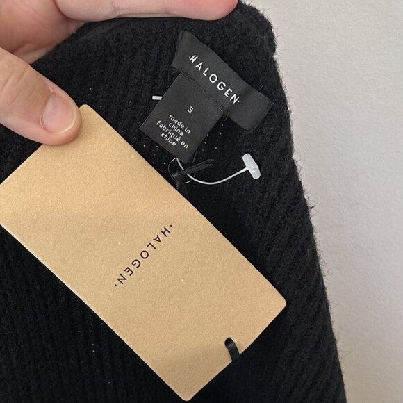 NWT Halogen Black Boatneck Puff Sleeve Sweater Dress - Size: Small - Picture 3 of 7